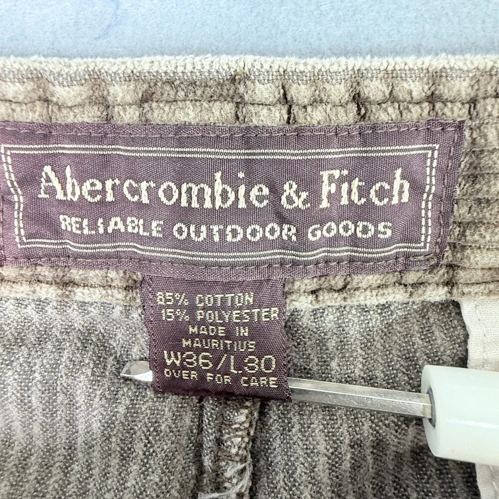 VTG Abercrombie And Fitch Pants Men’s 36x27 Brown Pleated Chunky Corduroy Baggy